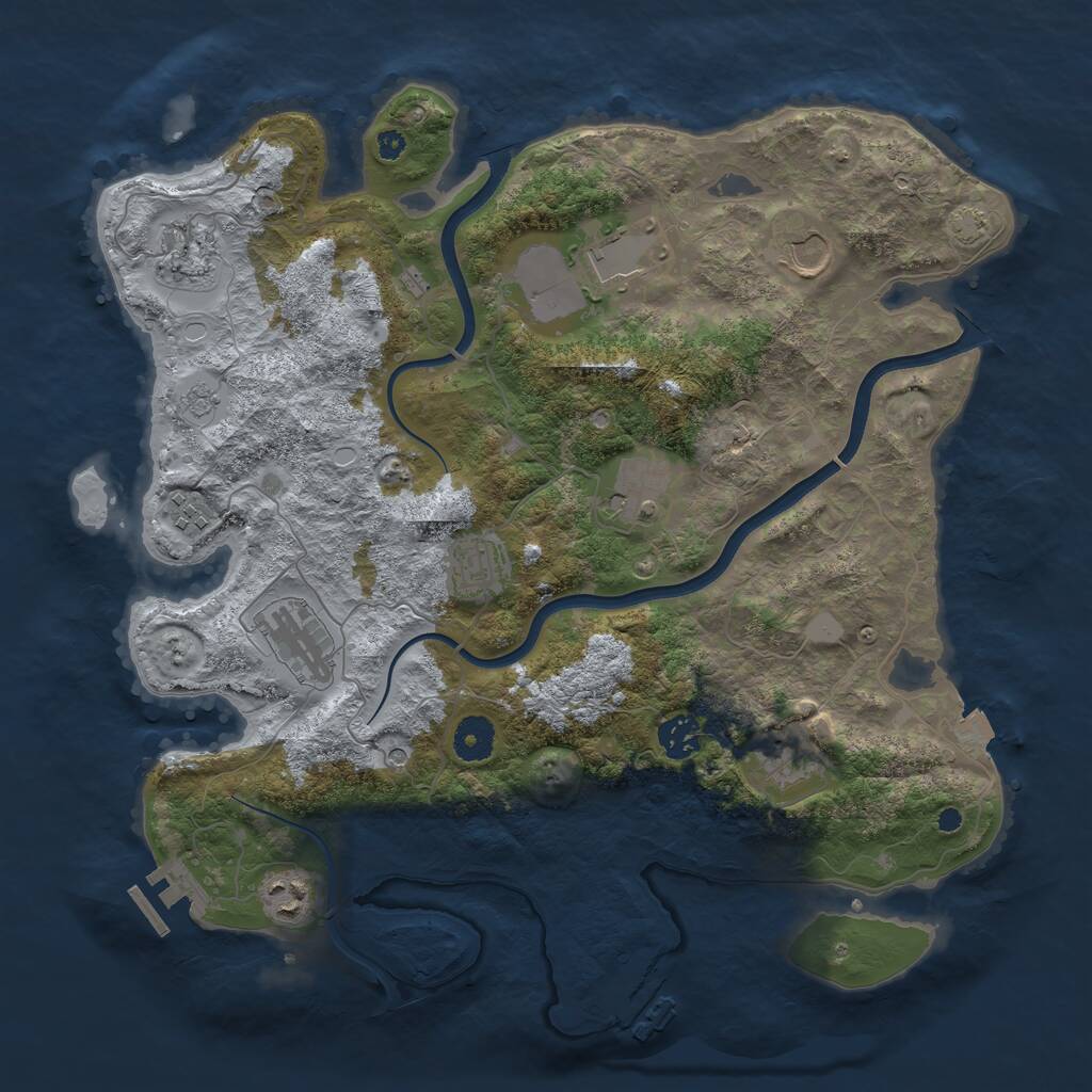 Rust Map: Procedural Map, Size: 3750, Seed: 3498, 16 Monuments