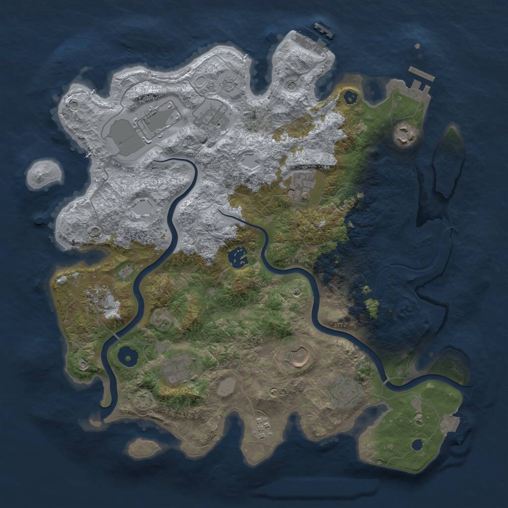 Rust Map: Procedural Map, Size: 3750, Seed: 33110701, 16 Monuments