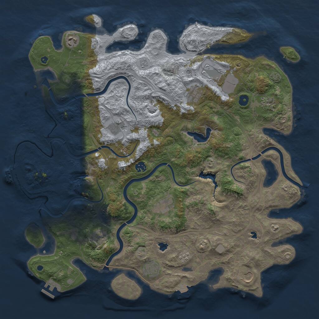 Rust Map: Procedural Map, Size: 4500, Seed: 431238667, 17 Monuments
