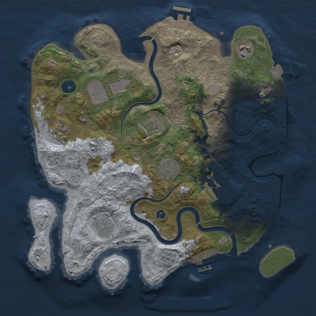 Rust Map: Procedural Map, Size: 3500, Seed: 1764181491, 14 Monuments