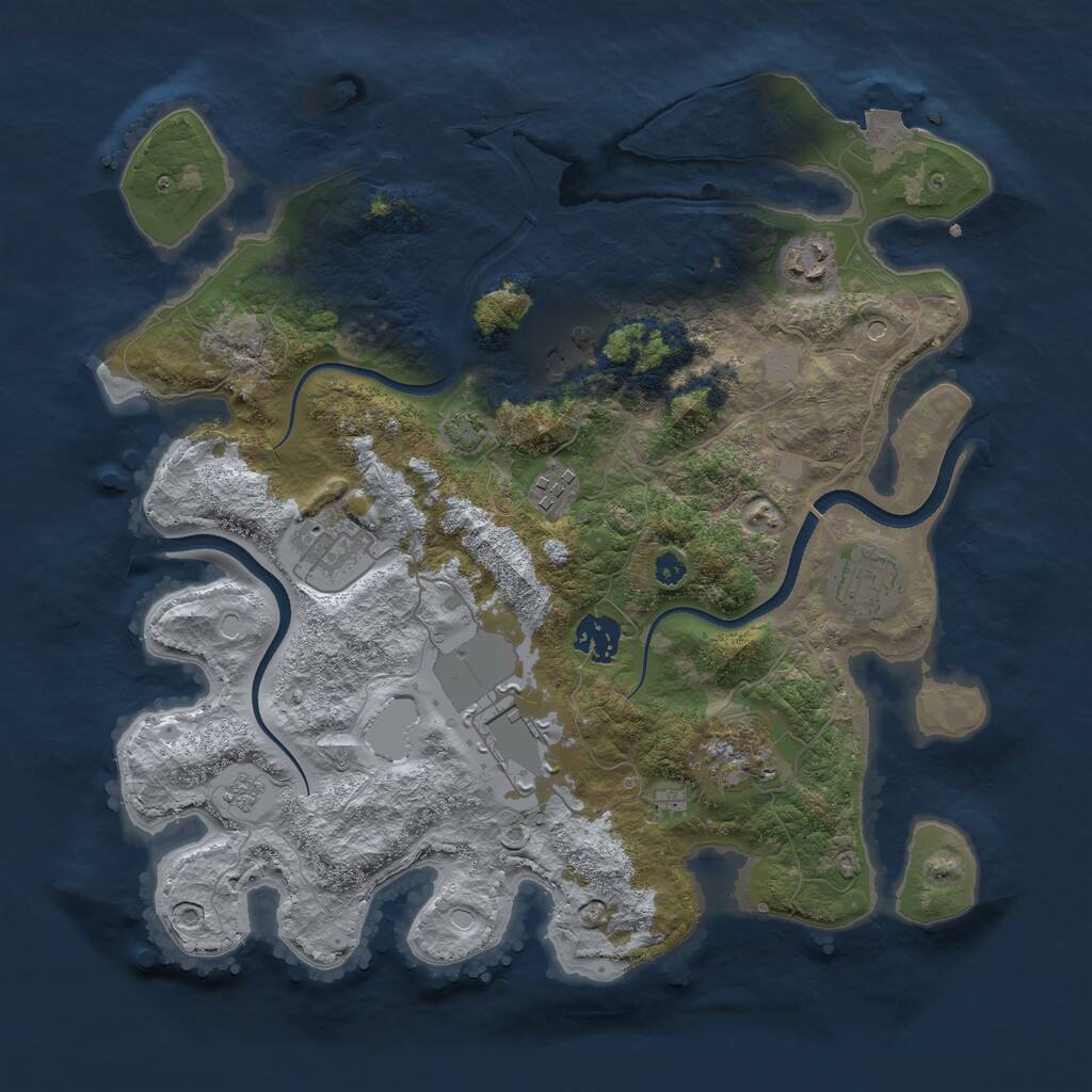 Rust Map: Procedural Map, Size: 3500, Seed: 1219518231, 13 Monuments
