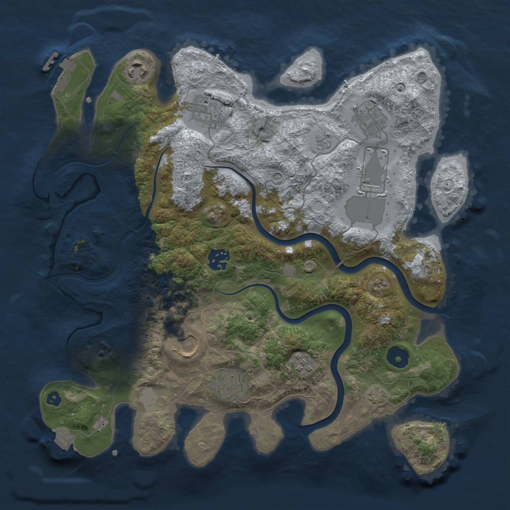 Rust Map: Procedural Map, Size: 3500, Seed: 38492945, 13 Monuments