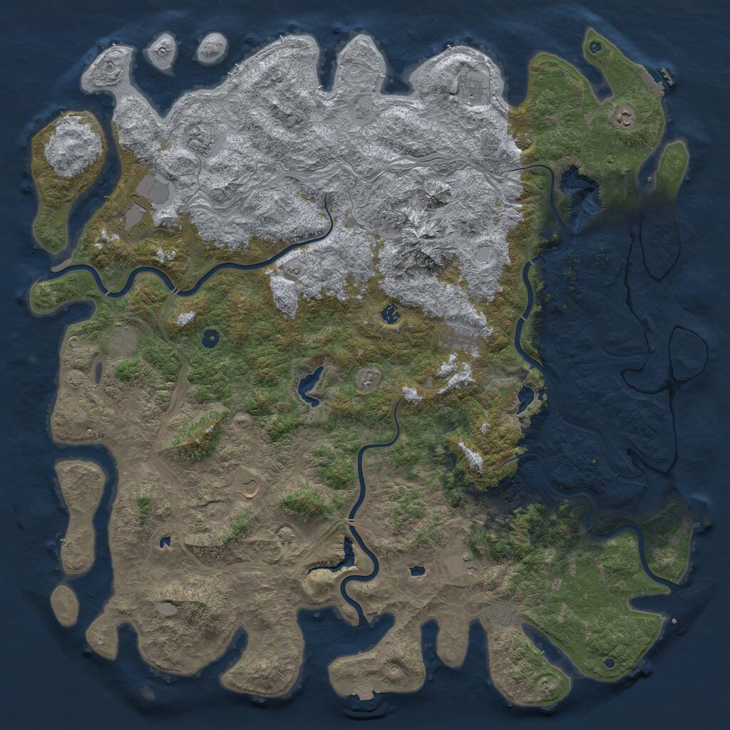 Rust Map: Procedural Map, Size: 6000, Seed: 525994024, 17 Monuments