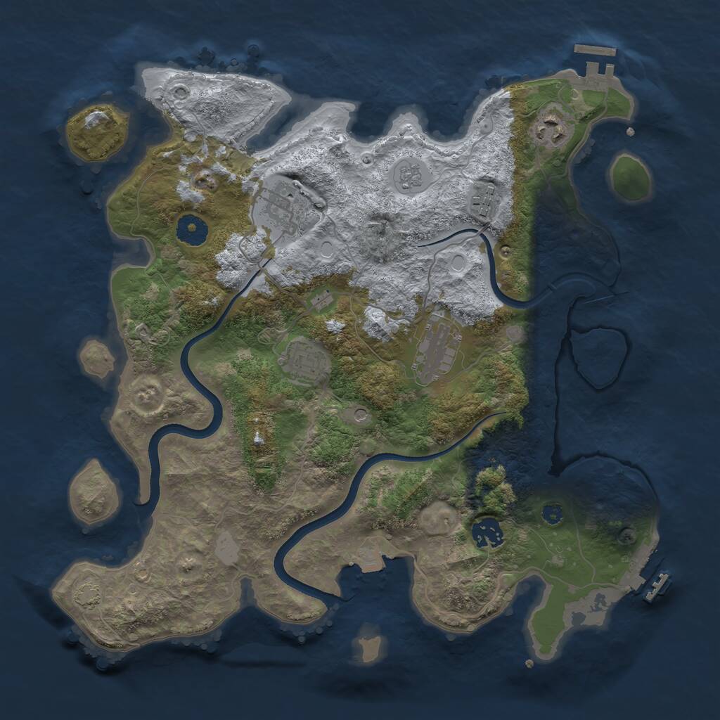 Rust Map: Procedural Map, Size: 3500, Seed: 475086795, 12 Monuments