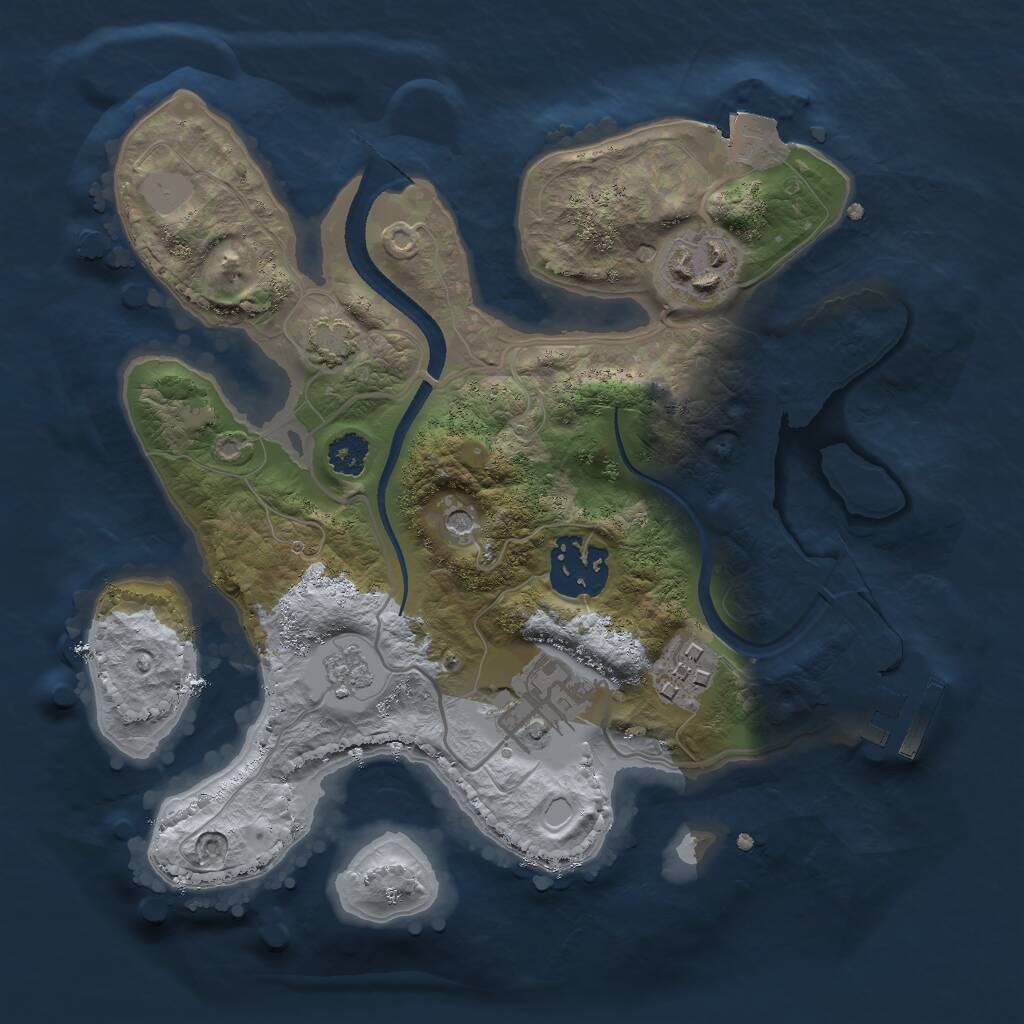 Rust Map: Procedural Map, Size: 2500, Seed: 1141532256, 9 Monuments