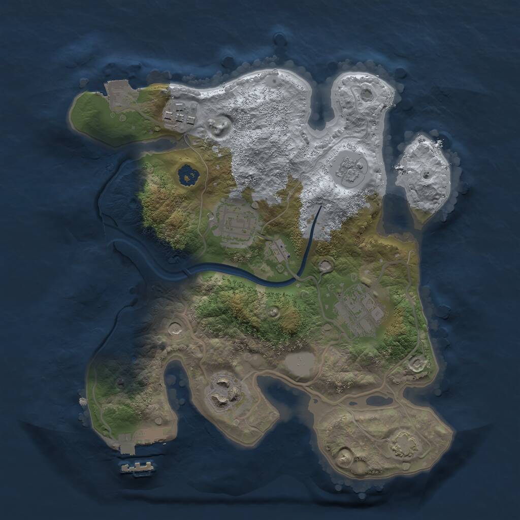 Rust Map: Procedural Map, Size: 2500, Seed: 421926240, 9 Monuments