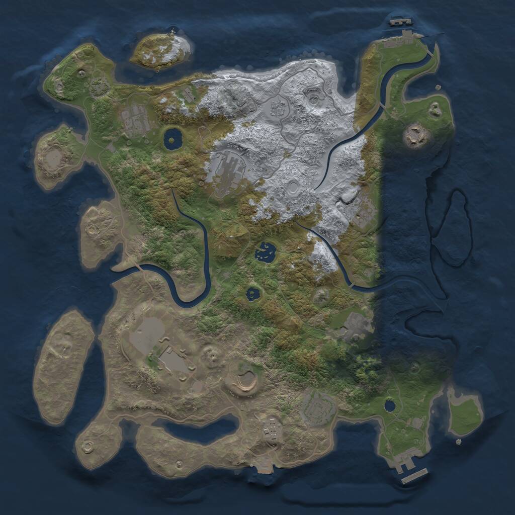 Rust Map: Procedural Map, Size: 3750, Seed: 6913178, 16 Monuments
