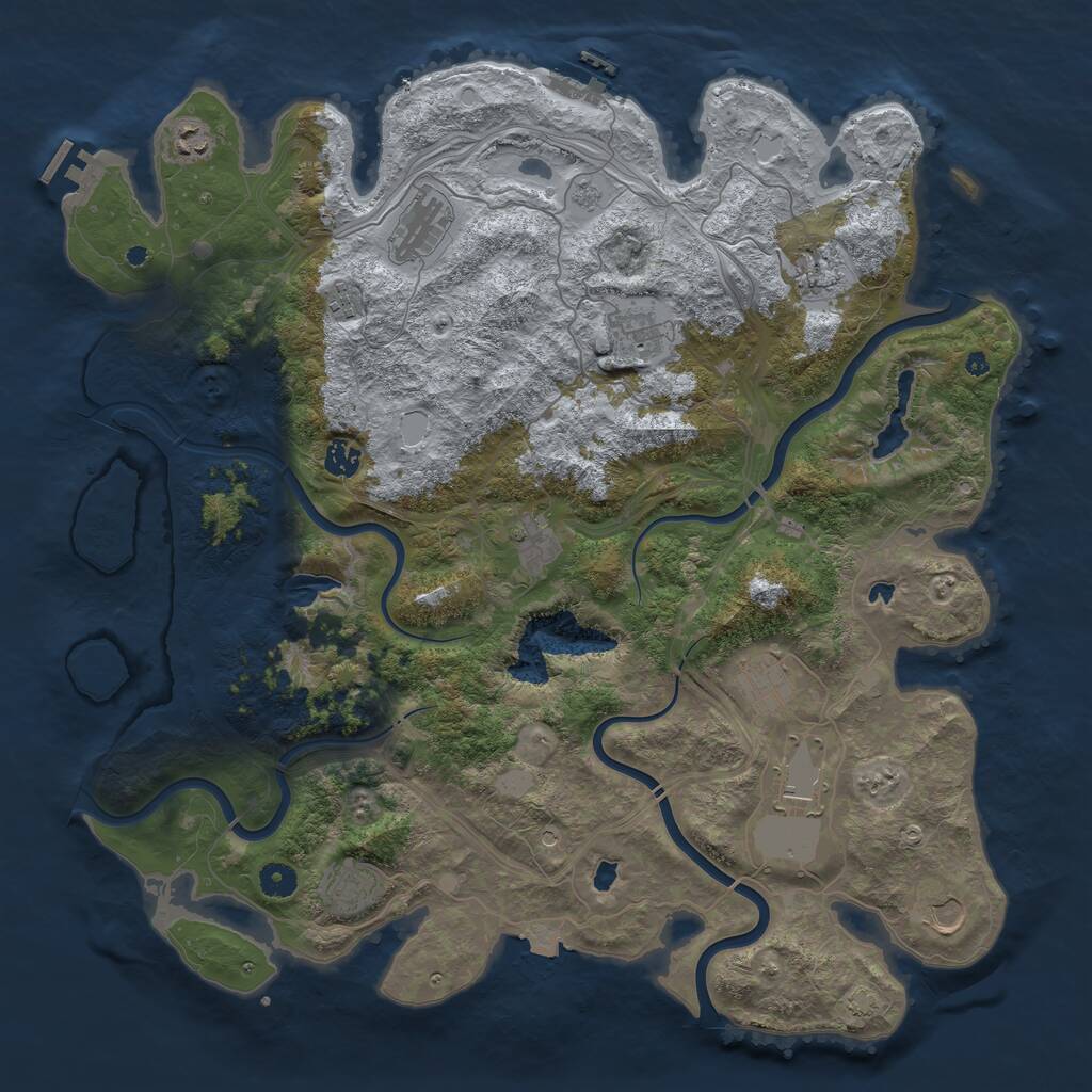 Rust Map: Procedural Map, Size: 4500, Seed: 496447848, 17 Monuments
