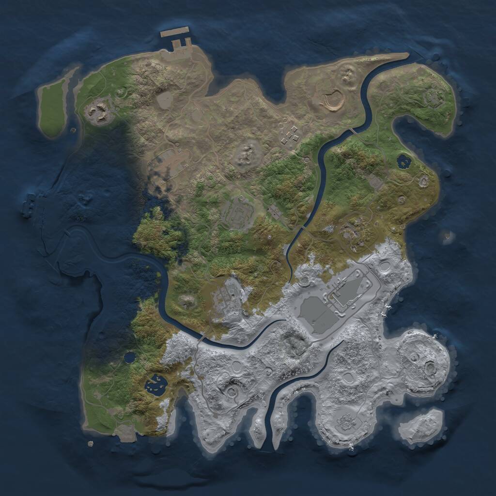Rust Map: Procedural Map, Size: 3500, Seed: 463690308, 15 Monuments