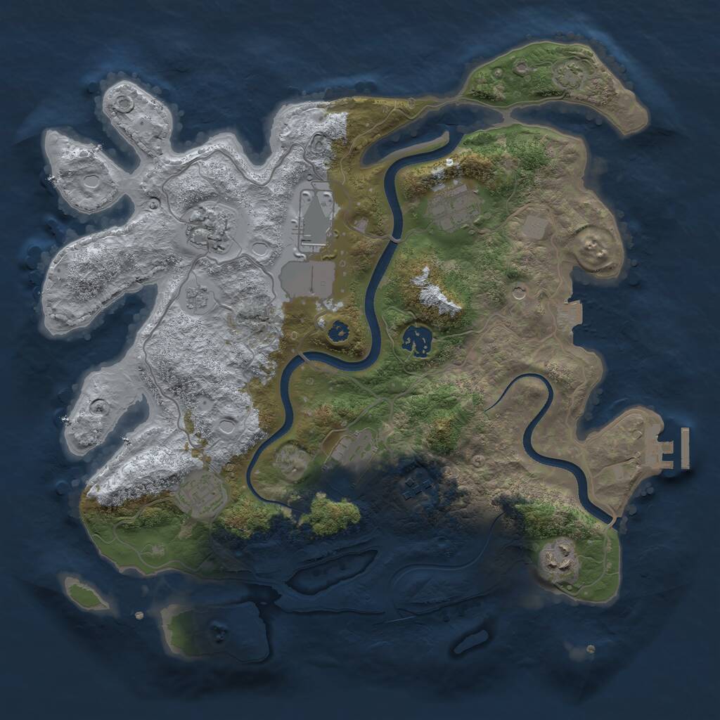 Rust Map: Procedural Map, Size: 3500, Seed: 843129, 13 Monuments