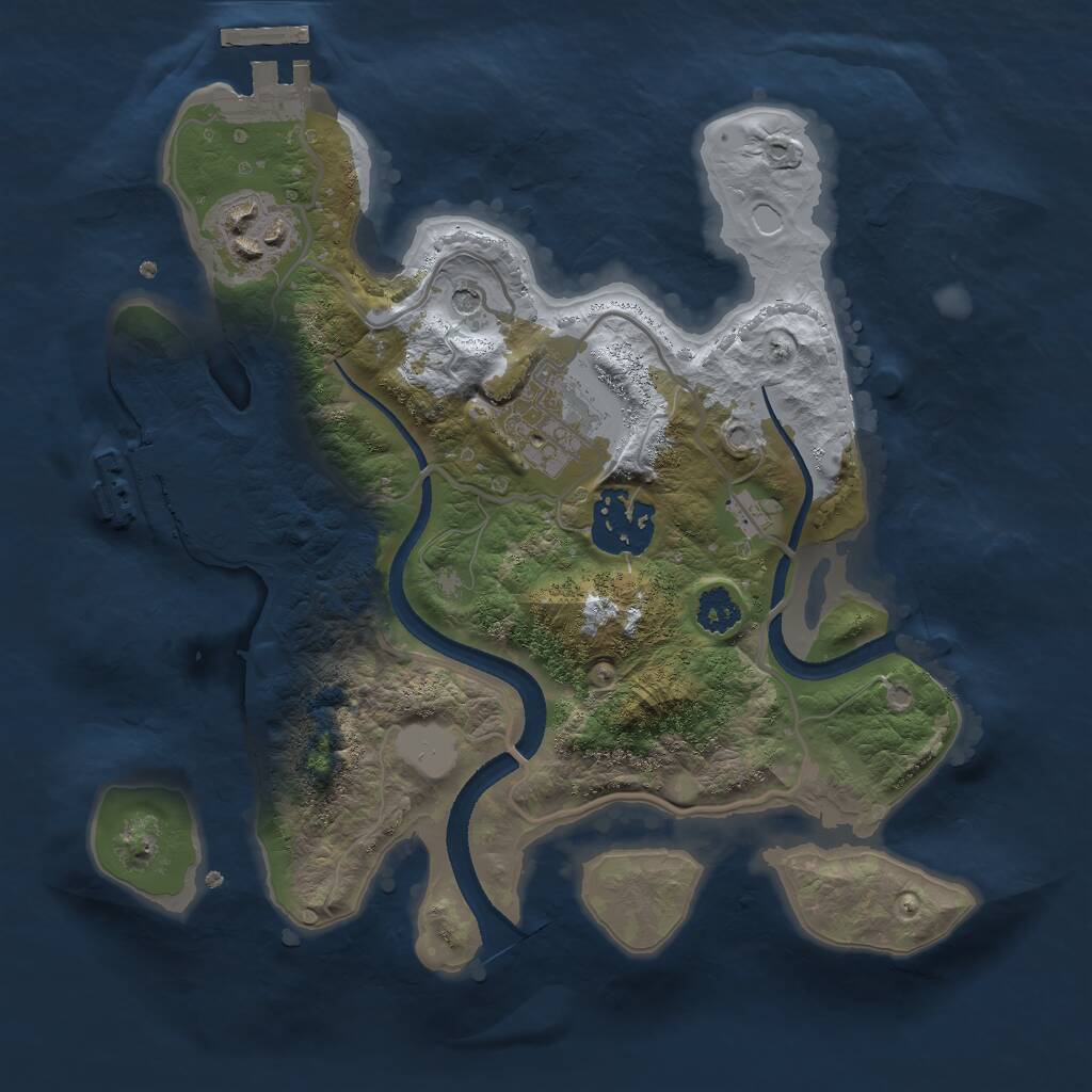Rust Map: Procedural Map, Size: 2500, Seed: 390670356, 7 Monuments