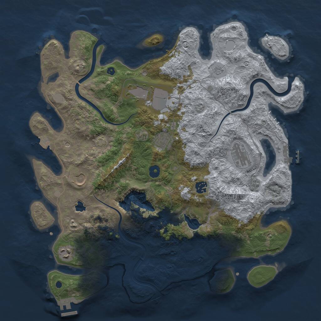 Rust Map: Procedural Map, Size: 4000, Seed: 98131733, 13 Monuments