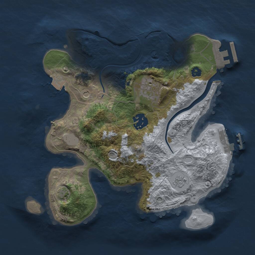 Rust Map: Procedural Map, Size: 2500, Seed: 1148969464, 8 Monuments