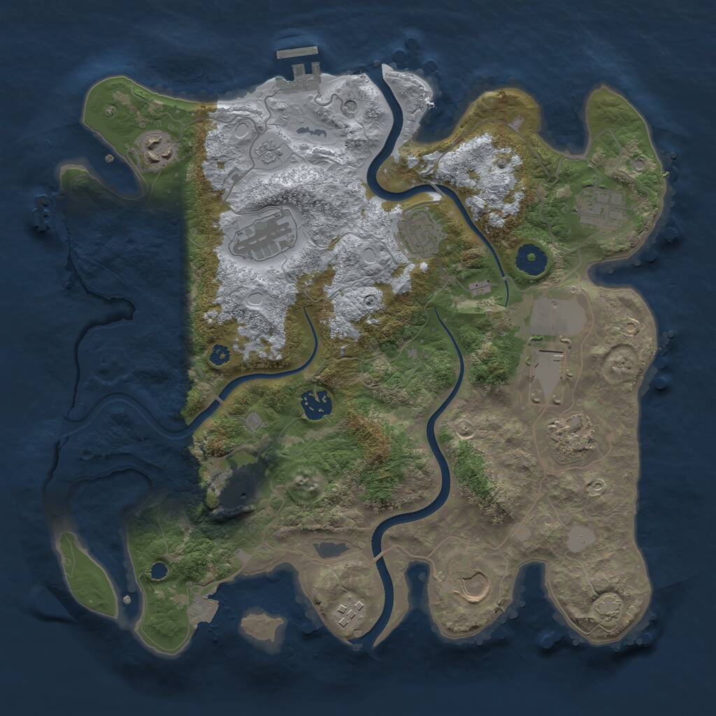 Rust Map: Procedural Map, Size: 3500, Seed: 2033916531, 16 Monuments