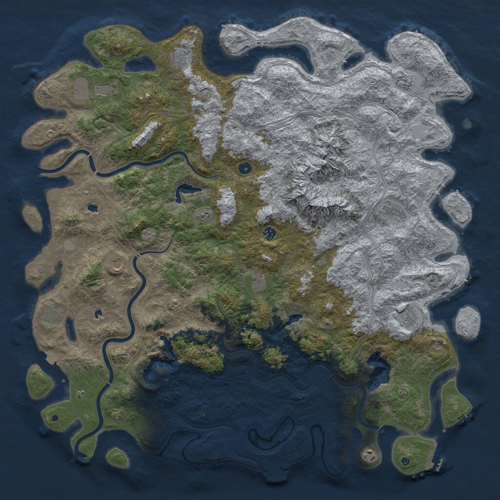 Rust Map: Procedural Map, Size: 6000, Seed: 811061014, 17 Monuments