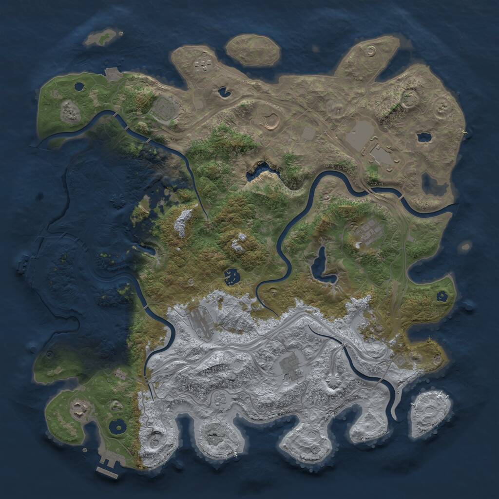Rust Map: Procedural Map, Size: 4500, Seed: 1143951319, 17 Monuments