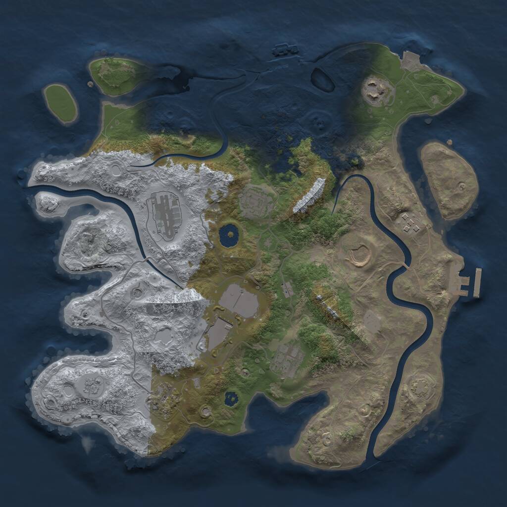 Rust Map: Procedural Map, Size: 3500, Seed: 1816582409, 14 Monuments