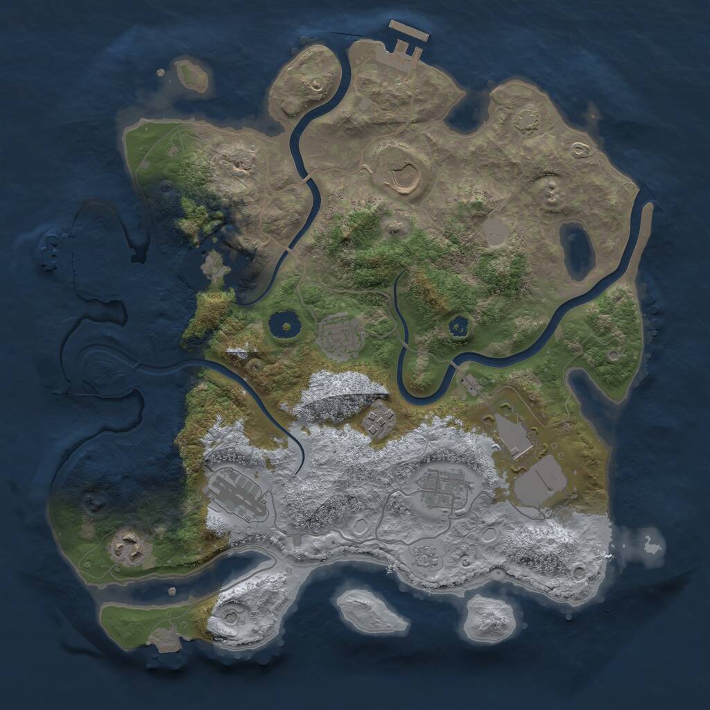 Rust Map: Procedural Map, Size: 3500, Seed: 17104199, 14 Monuments