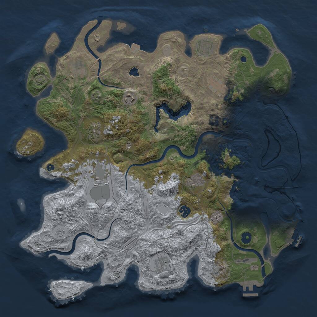 Rust Map: Procedural Map, Size: 4250, Seed: 1275041663, 16 Monuments