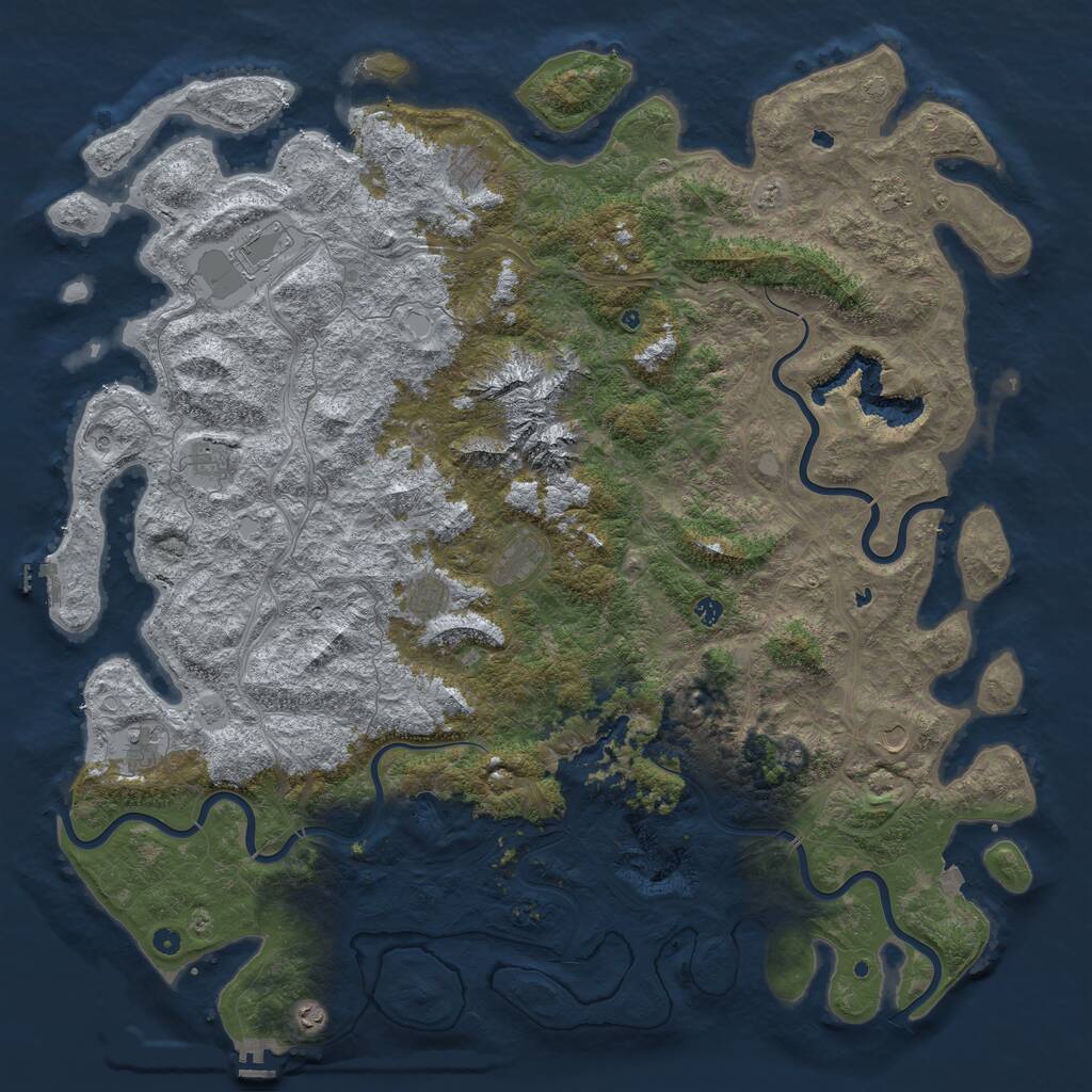 Rust Map: Procedural Map, Size: 6000, Seed: 987654320, 17 Monuments