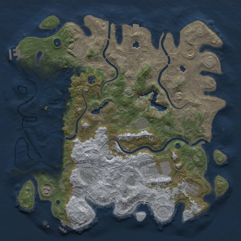 Rust Map: Procedural Map, Size: 4600, Seed: 513458346, 17 Monuments