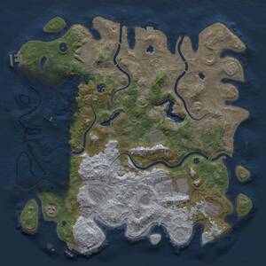 Thumbnail Rust Map: Procedural Map, Size: 4600, Seed: 513458346, 17 Monuments
