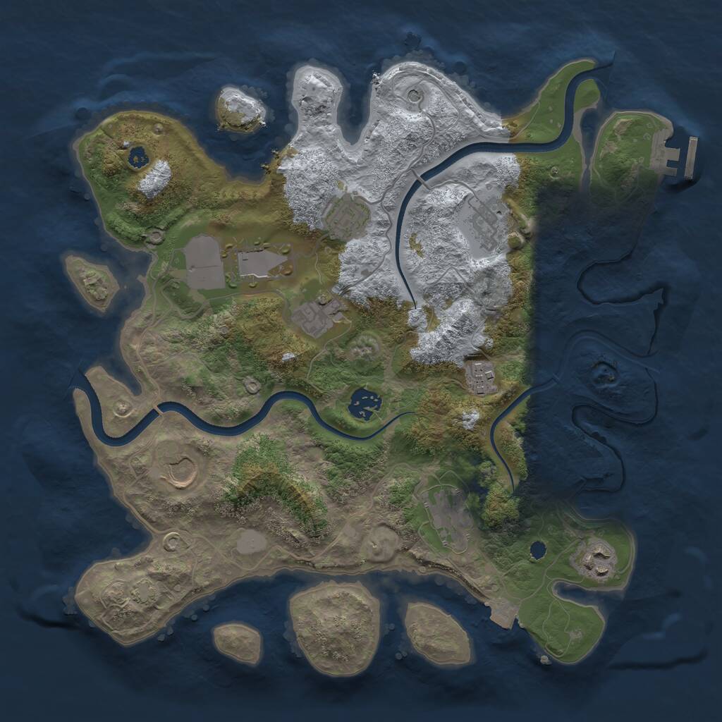 Rust Map: Procedural Map, Size: 3500, Seed: 751921539, 13 Monuments