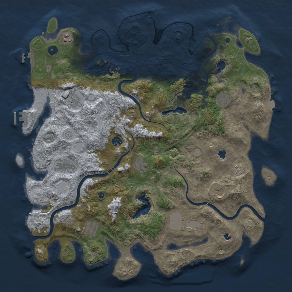 Rust Map: Procedural Map, Size: 4500, Seed: 449725050, 16 Monuments