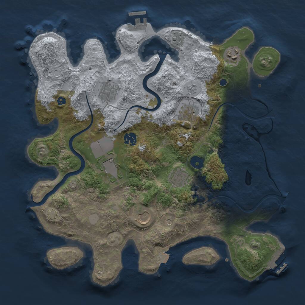 Rust Map: Procedural Map, Size: 3500, Seed: 1611941204, 14 Monuments