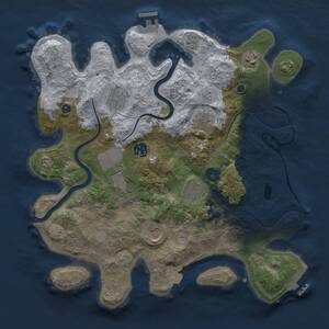 Thumbnail Rust Map: Procedural Map, Size: 3500, Seed: 1611941204, 14 Monuments