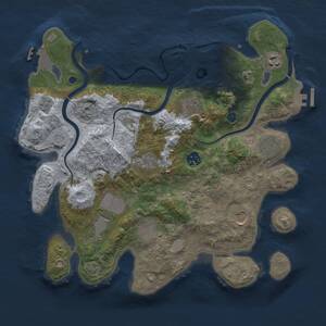Thumbnail Rust Map: Procedural Map, Size: 3550, Seed: 3121989, 15 Monuments