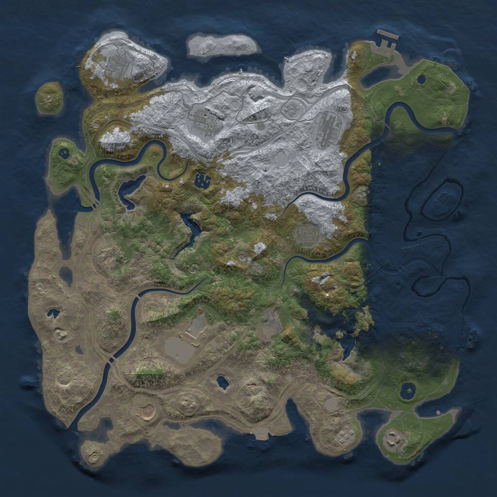 Rust Map: Procedural Map, Size: 4500, Seed: 243937794, 17 Monuments