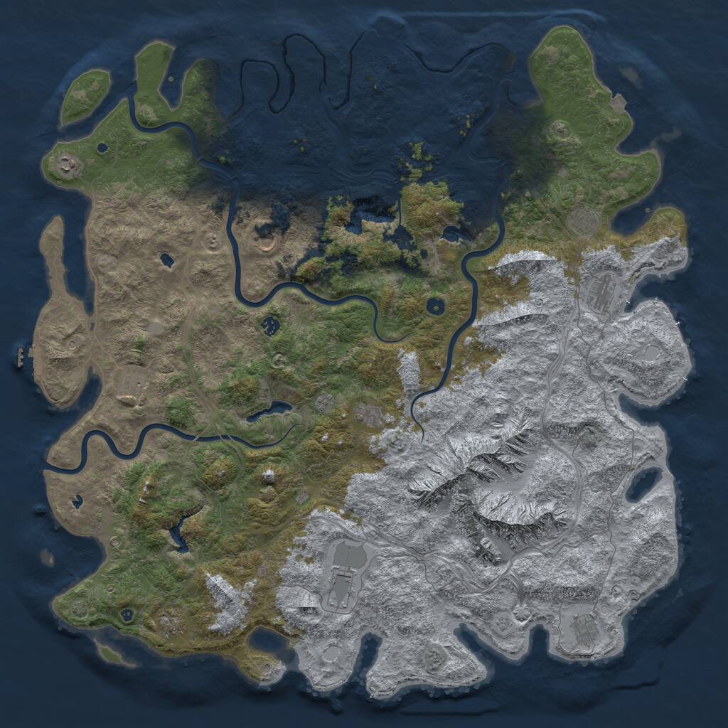 Rust Map: Procedural Map, Size: 6000, Seed: 454, 17 Monuments
