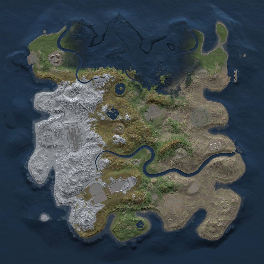Rust Map: Procedural Map, Size: 3500, Seed: 1468120040, 14 Monuments