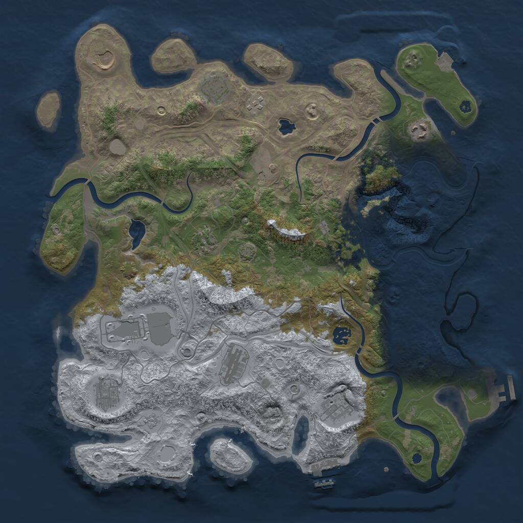 Rust Map: Procedural Map, Size: 4250, Seed: 776716008, 17 Monuments