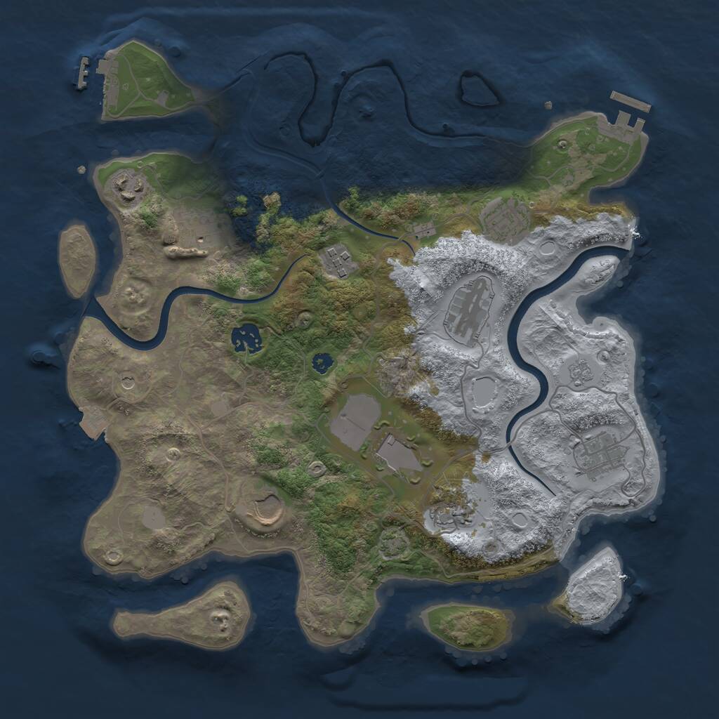 Rust Map: Procedural Map, Size: 3500, Seed: 50456607, 16 Monuments