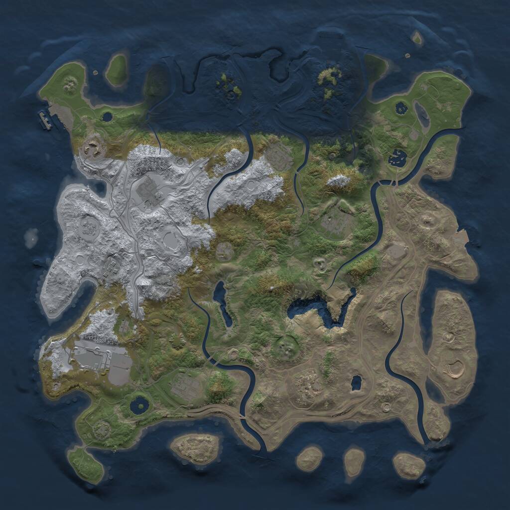 Rust Map: Procedural Map, Size: 4250, Seed: 710487276, 16 Monuments