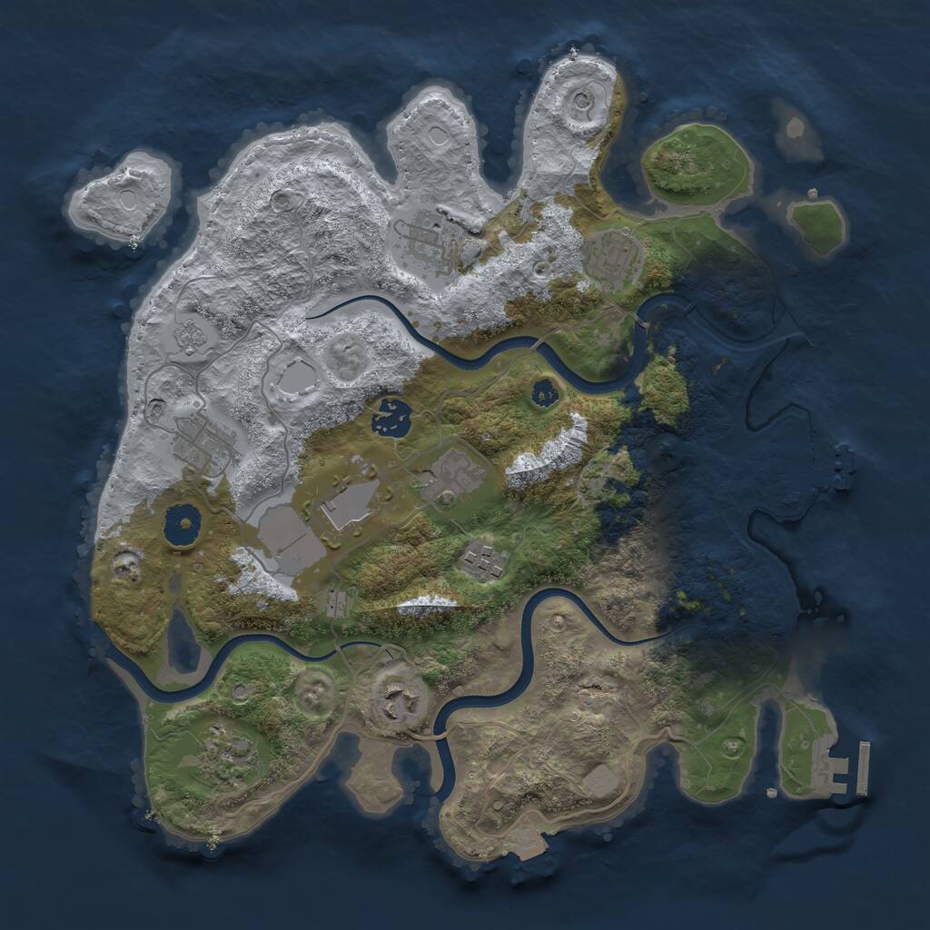 Rust Map: Procedural Map, Size: 3500, Seed: 714868033, 15 Monuments