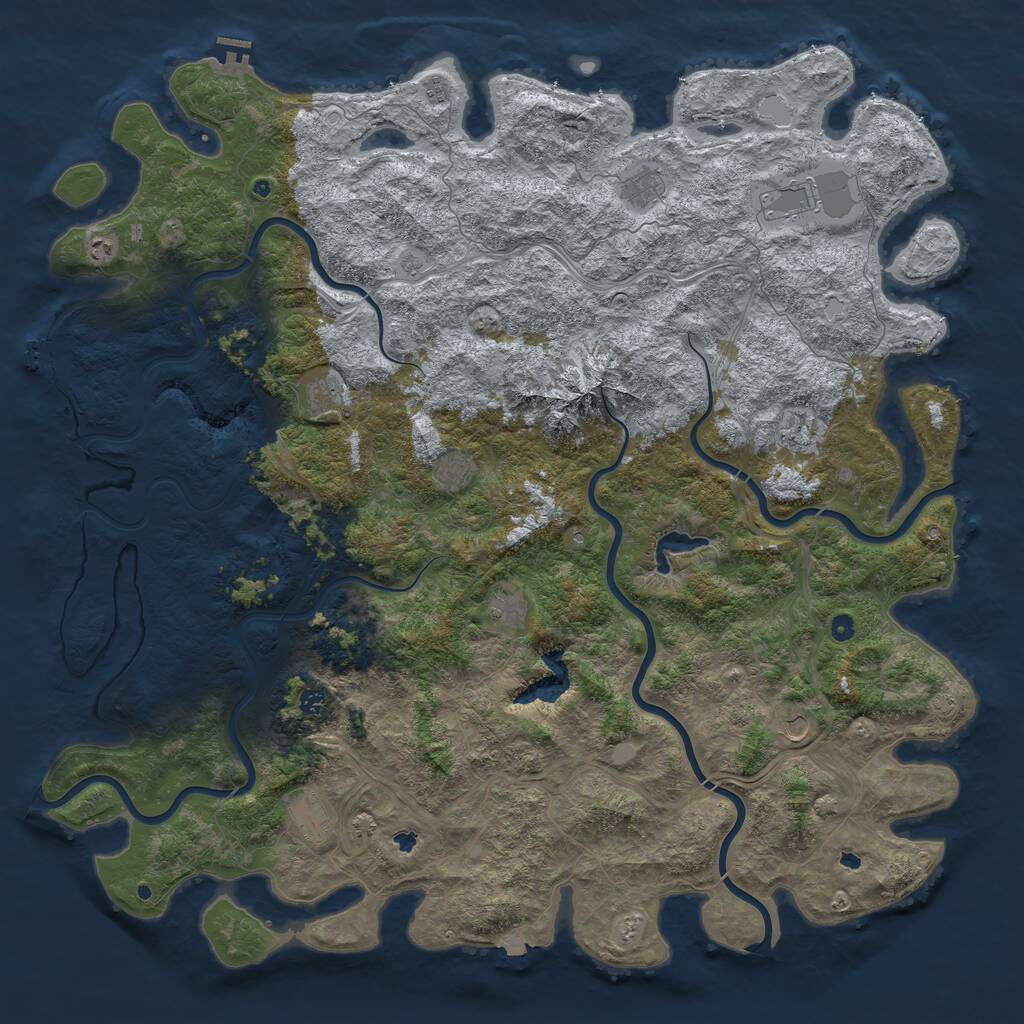 Rust Map: Procedural Map, Size: 6000, Seed: 811061015, 17 Monuments