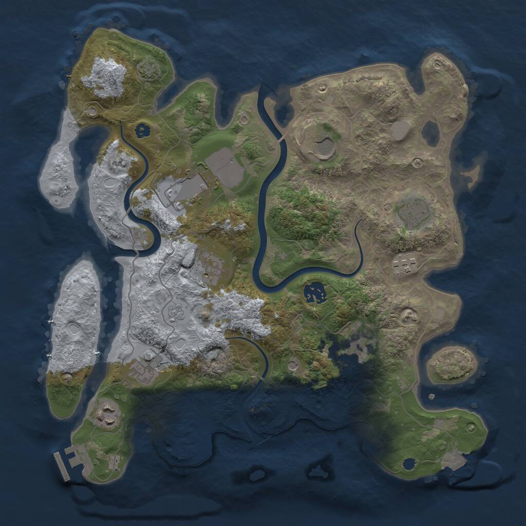 Rust Map: Procedural Map, Size: 3500, Seed: 2144592231, 14 Monuments
