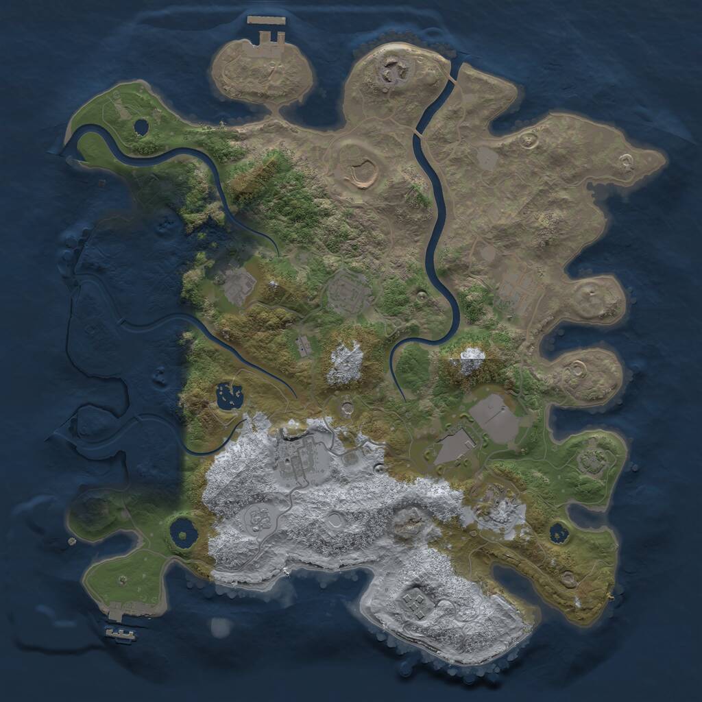 Rust Map: Procedural Map, Size: 3700, Seed: 424711049, 16 Monuments