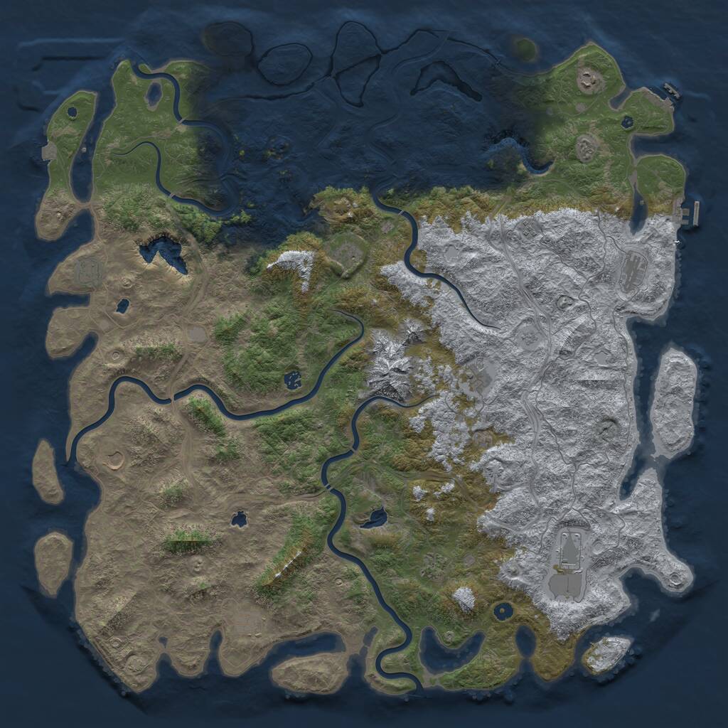 Rust Map: Procedural Map, Size: 6000, Seed: 811061016, 17 Monuments