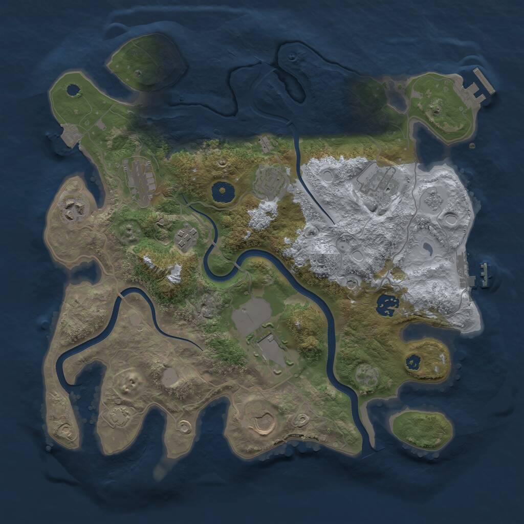 Rust Map: Procedural Map, Size: 3500, Seed: 761360642, 14 Monuments