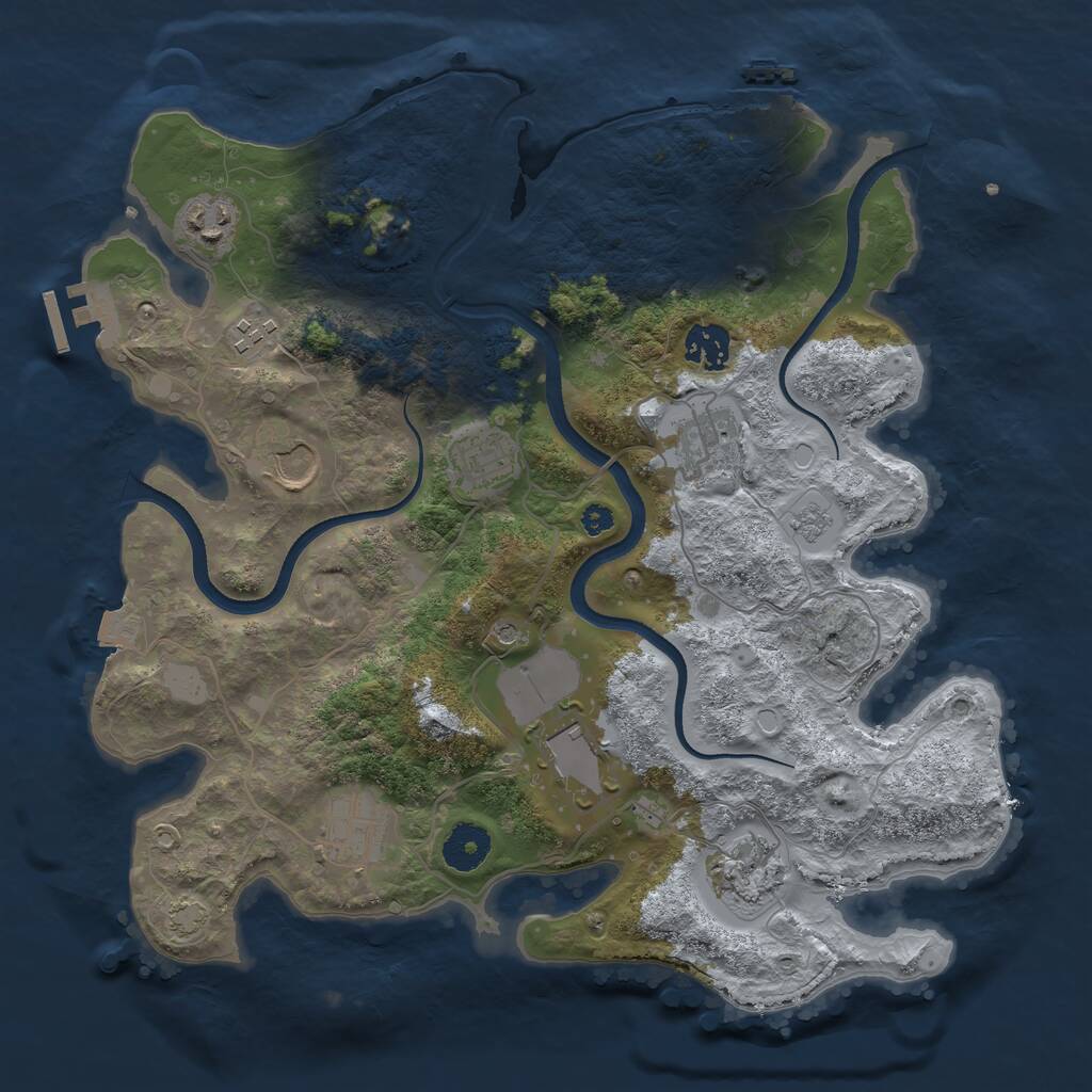 Rust Map: Procedural Map, Size: 3500, Seed: 629057575, 15 Monuments