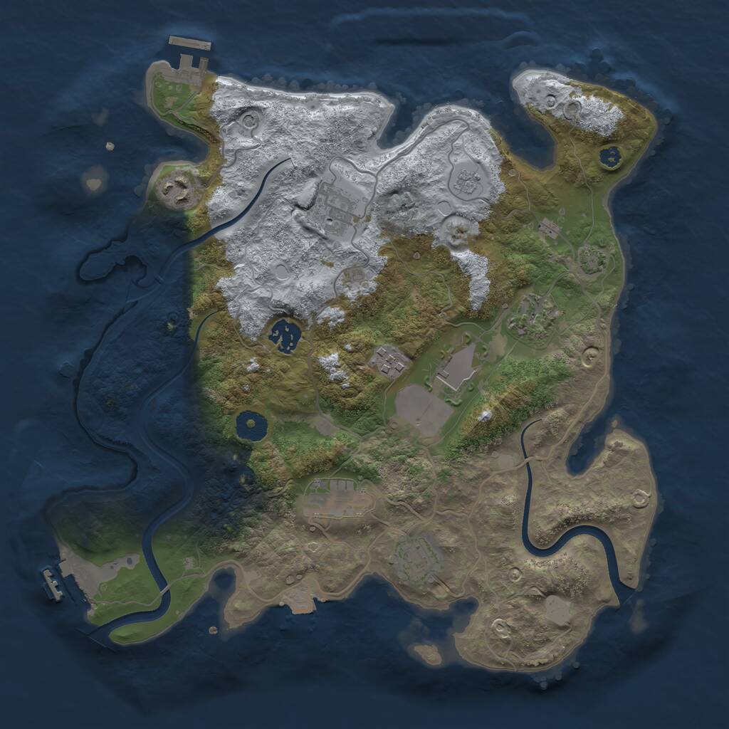 Rust Map: Procedural Map, Size: 3500, Seed: 516384, 14 Monuments