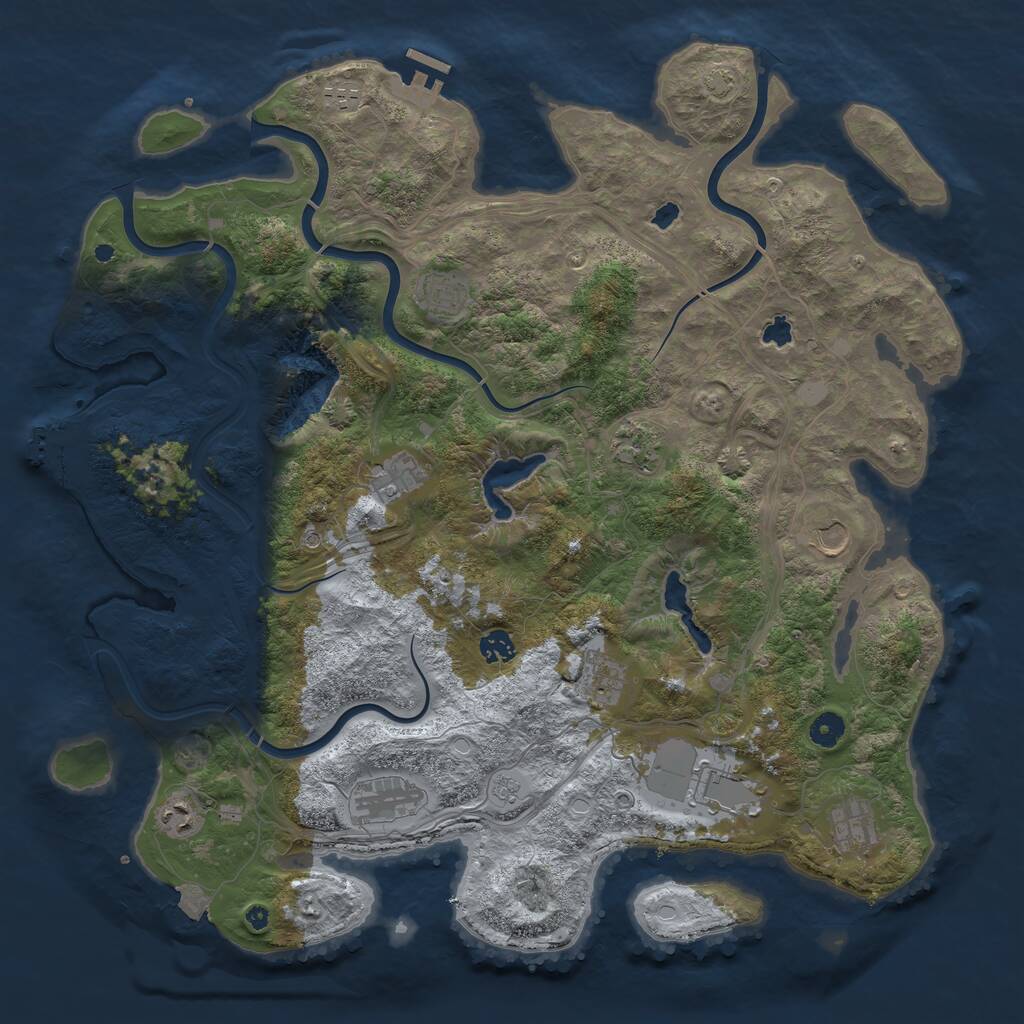 Rust Map: Procedural Map, Size: 4500, Seed: 1108342948, 17 Monuments