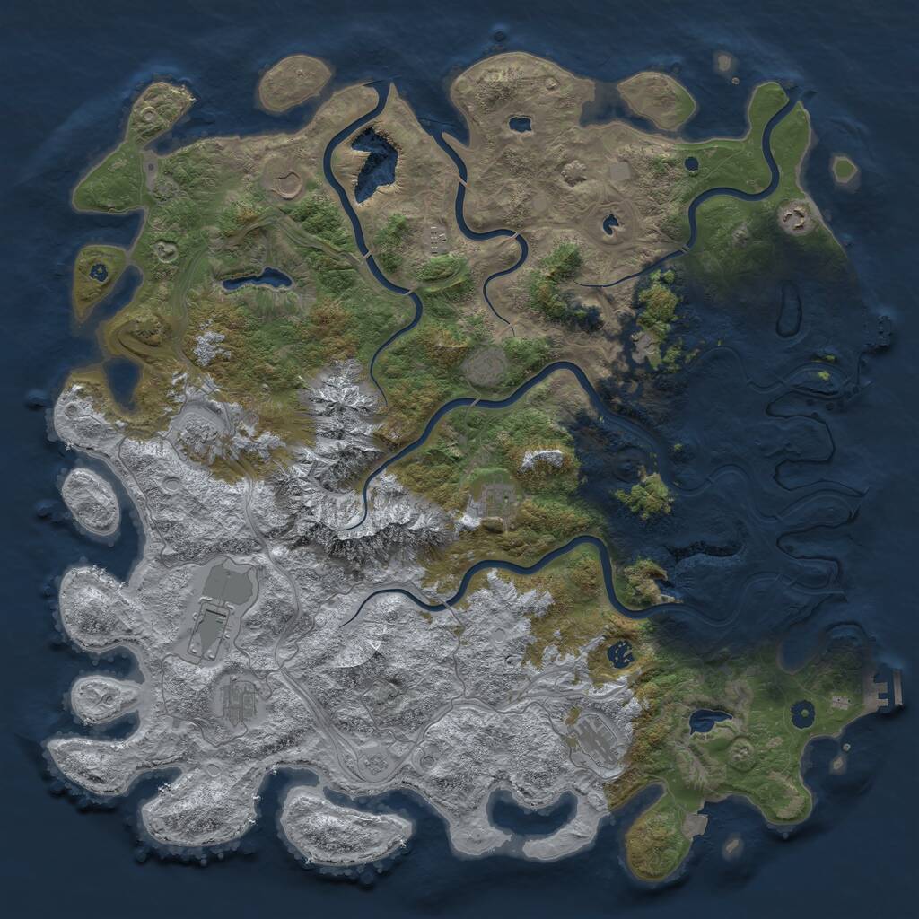 Rust Map: Procedural Map, Size: 5200, Seed: 170583647, 17 Monuments