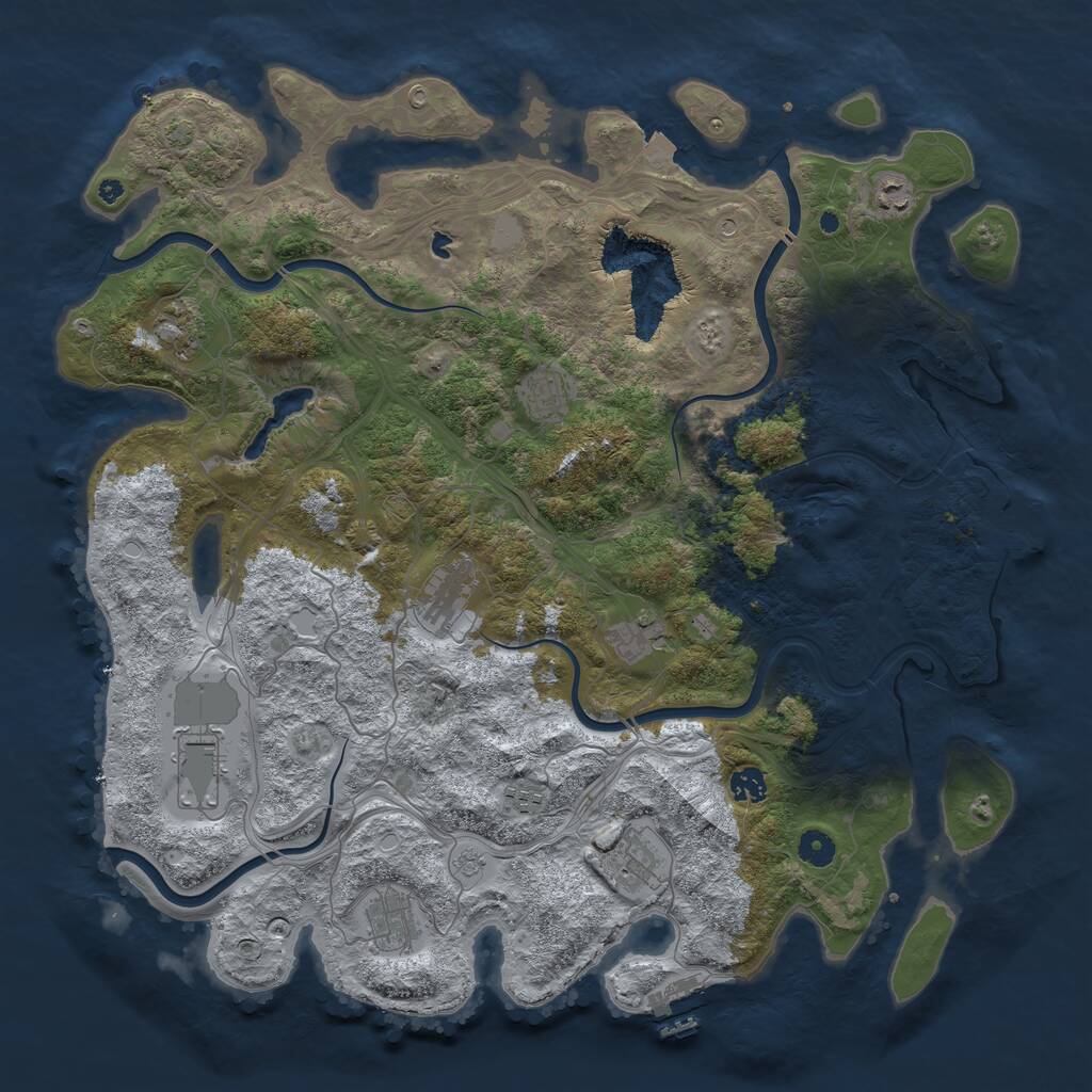 Rust Map: Procedural Map, Size: 4500, Seed: 1211470913, 16 Monuments