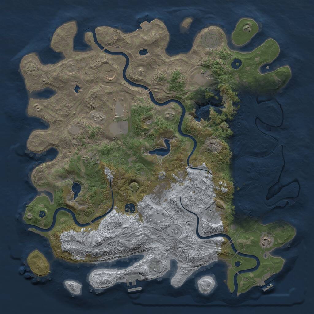 Rust Map: Procedural Map, Size: 4500, Seed: 1492744, 16 Monuments