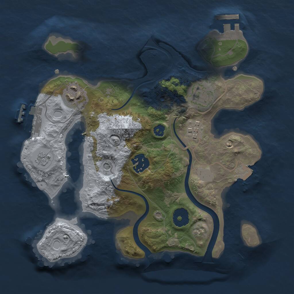 Rust Map: Procedural Map, Size: 2500, Seed: 926262340, 9 Monuments